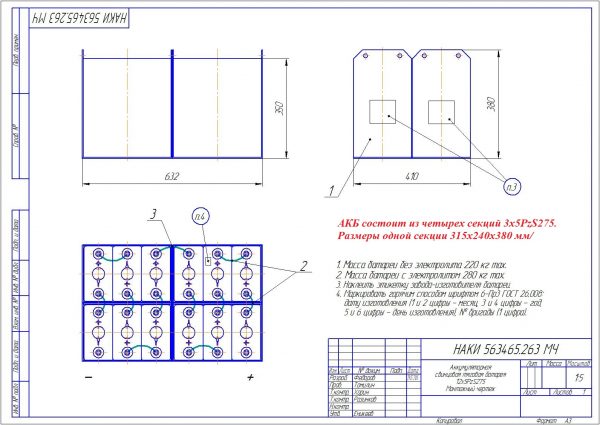 Аккумуляторная батарея 12х5PzS275 12В 275Ач